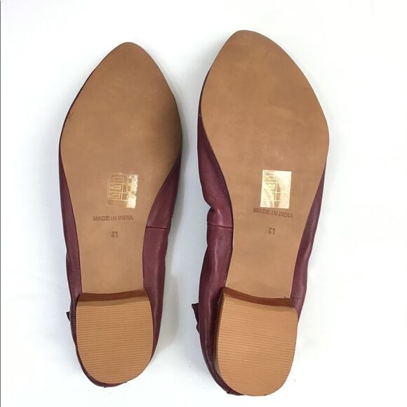 Free People Red Leather Flats Solitaire Pointed Toe Slip-On Shoes Size 11 New - Picture 3 of 11